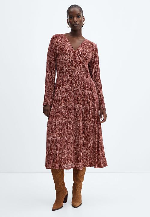 MANGO - Plus Dress Mar - Dark Red