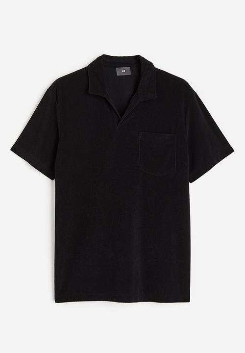 H&M - Regular fit terry polo shirt - black