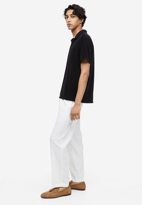 H&M - Regular fit terry polo shirt - black