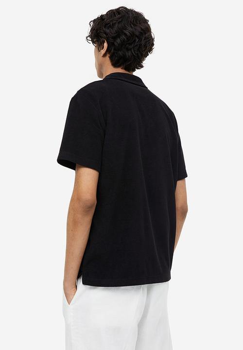 H&M - Regular fit terry polo shirt - black