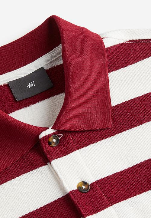 H&M - Relaxed fit terry polo shirt - red & white