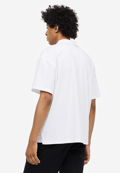 H&M - Relaxed fit terry polo shirt - white