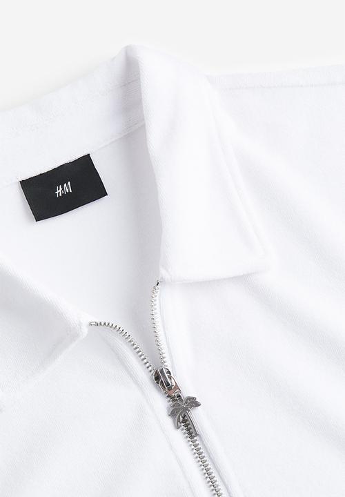 H&M - Relaxed fit terry polo shirt - white