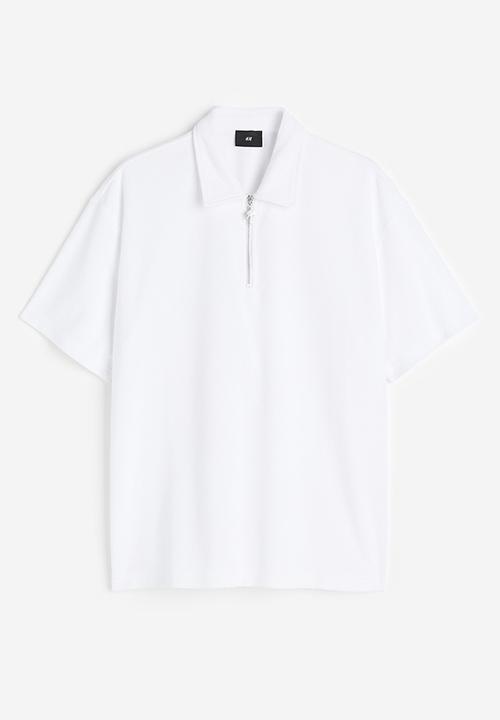 H&M - Relaxed fit terry polo shirt - white