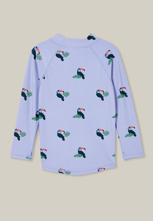 Cotton On - Flynn long sleeve raglan rash vest - dusk blue/toucan