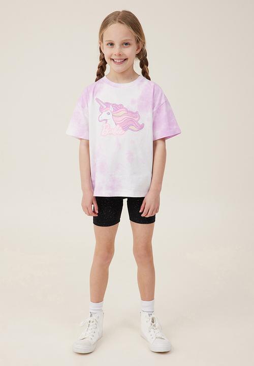 Cotton On - License drop shoulder short sleeve tee - lcn mat barbie unicorn/pale violet