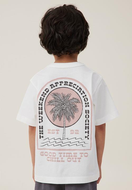 Cotton On - Jonny short sleeve print tee - vanilla/weekend appreciation society