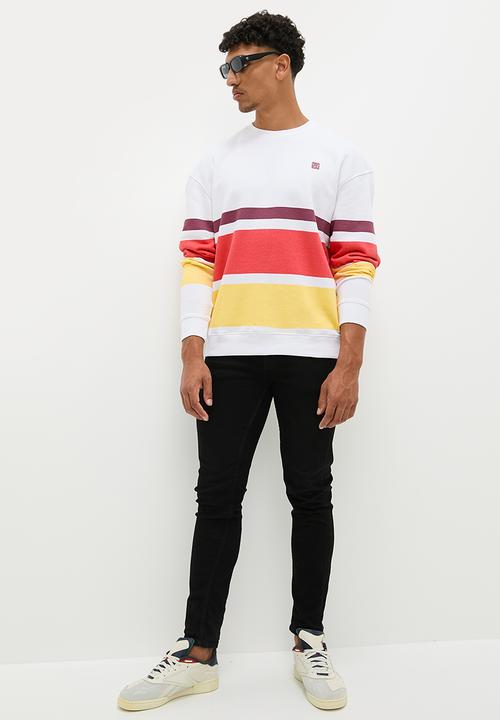 STYLE REPUBLIC - Fashion Stripe oversize crew sweat top - Yellow