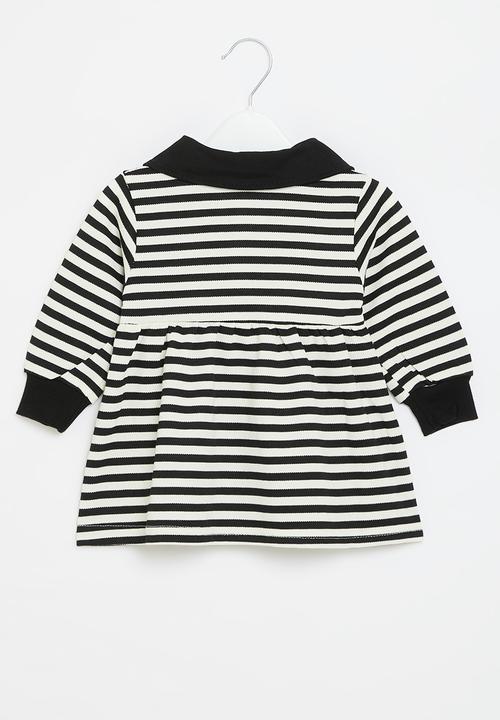 Pop Candy - Striped golfer dress - black & white