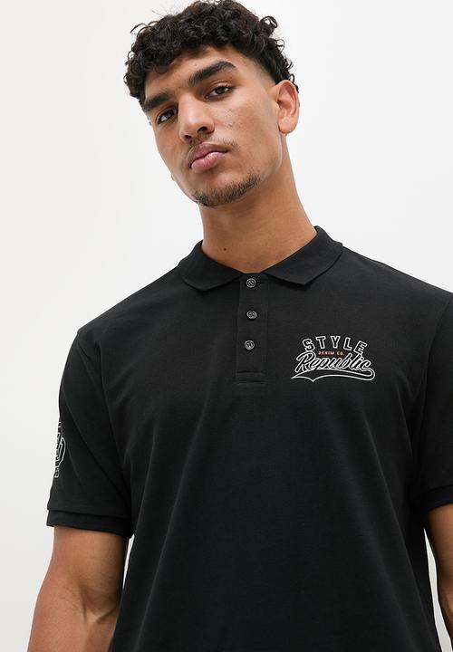STYLE REPUBLIC - Sbu Logo Print Golfer - Steel Black