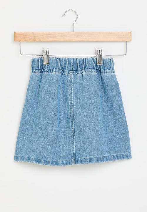 Pop Candy - Button down denim skirt - blue