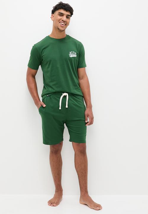 STYLE REPUBLIC - Logo tee & short lounge set - green
