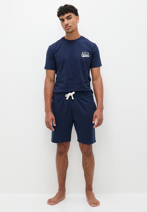 STYLE REPUBLIC - Logo tee & short lounge set - navy