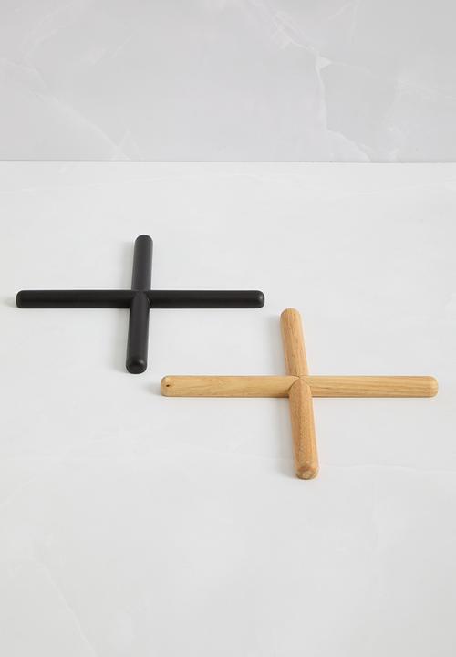 Sixth Floor - Taurus wooden trivet set of 2 - natural & black