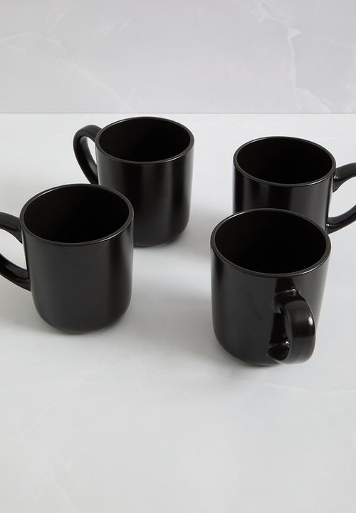 Excellent Houseware - Emble stoneware mug set of 4 - black