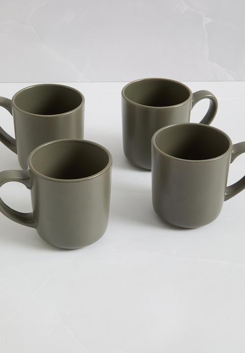 Excellent Houseware - Emble stoneware mug set of 4 - green