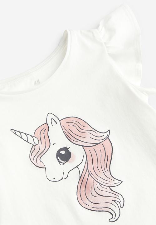 H&M - Flutter-sleeved jersey top - white