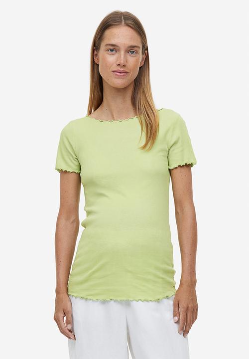 H&M - Mama 2-pack cotton tops - green & white