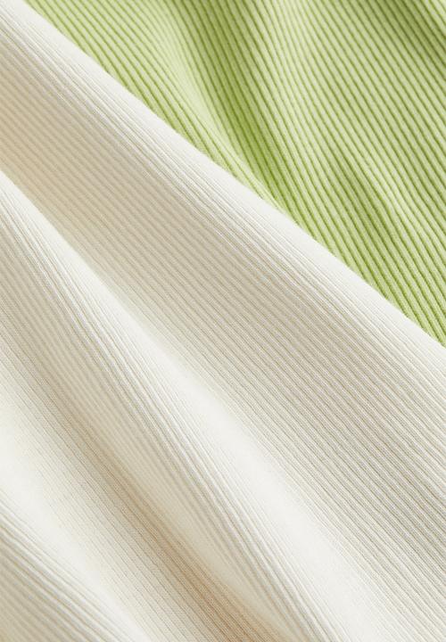 H&M - Mama 2-pack cotton tops - green & white