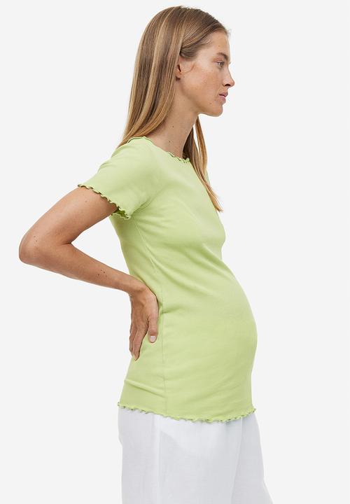 H&M - Mama 2-pack cotton tops - green & white