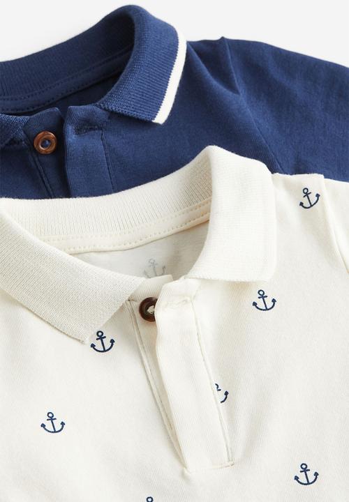 H&M - 2-pack collared bodysuits - blue & white 