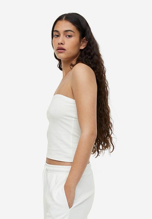 H&M - Jersey bandeau top - cream 