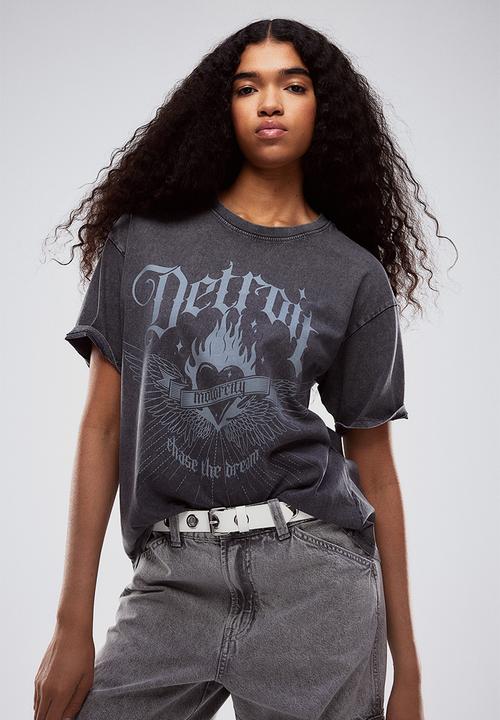 H&M - Oversized printed T-shirt - grey