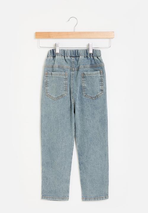 Pop Candy - Elasticated denim pants - stonewash