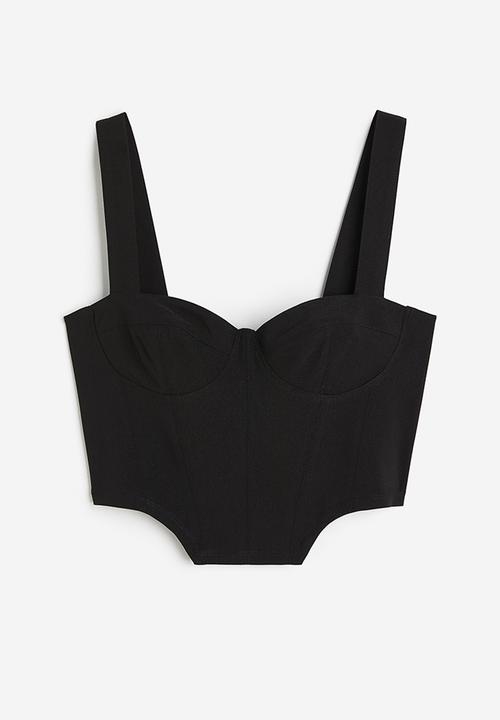 H&M - Cropped bustier top - black