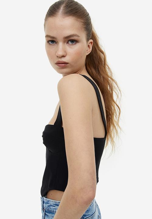 H&M - Cropped bustier top - black