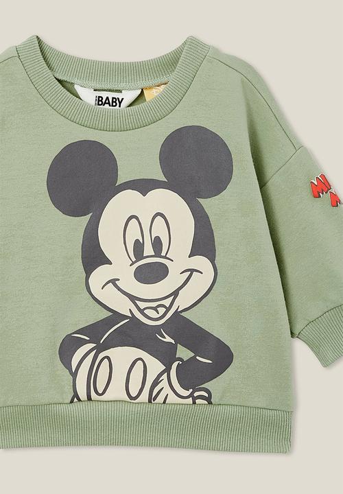 Cotton On - Alma drop shoulder sweater lcn - lcn dis deep sage/oversized mickey