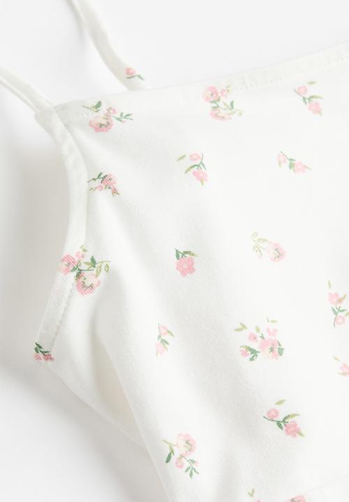 H&M - A-line jersey dress - white pink floral