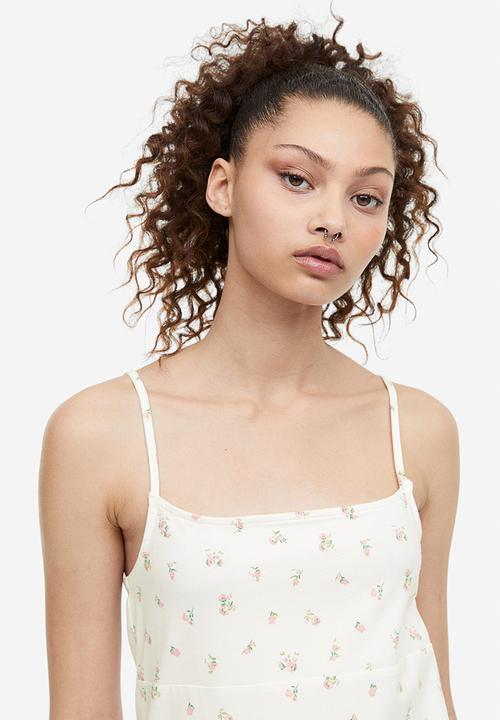 H&M - A-line jersey dress - white pink floral