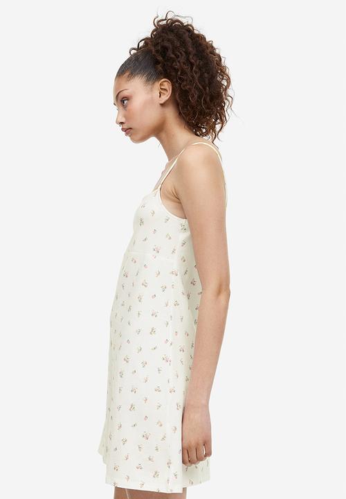 H&M - A-line jersey dress - white pink floral