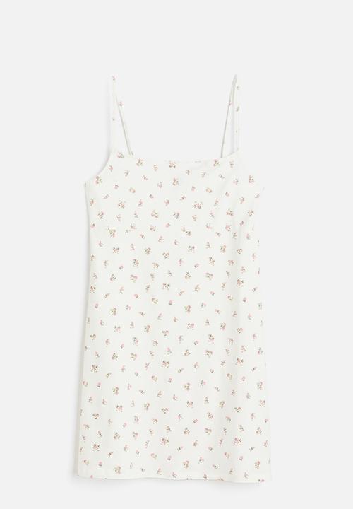 H&M - A-line jersey dress - white pink floral