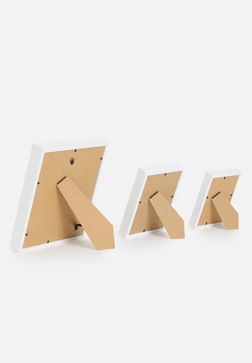 H&S - Set of 3 photo frames - white/gold