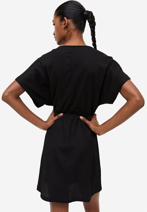 H&M - Crinkled wrap dress - black