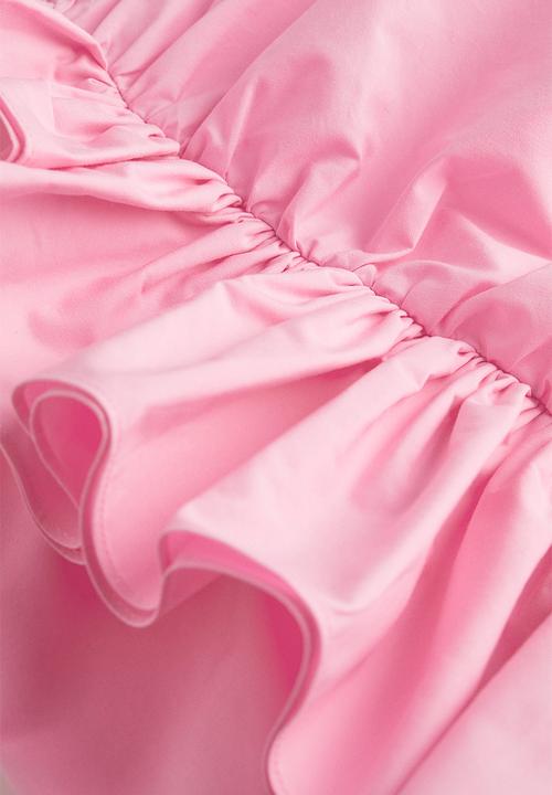H&M - Draped flounce-detail skirt - light pink 