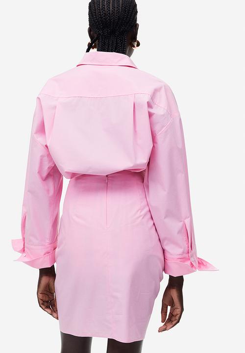 H&M - Draped flounce-detail skirt - light pink 