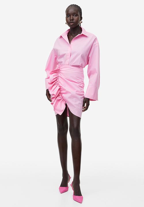 H&M - Draped flounce-detail skirt - light pink 