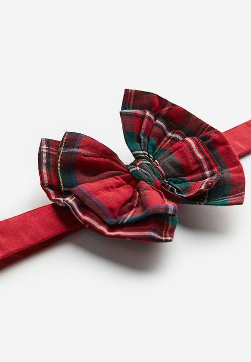 H&M - 3-Piece flounce-trimmed set - red checked 