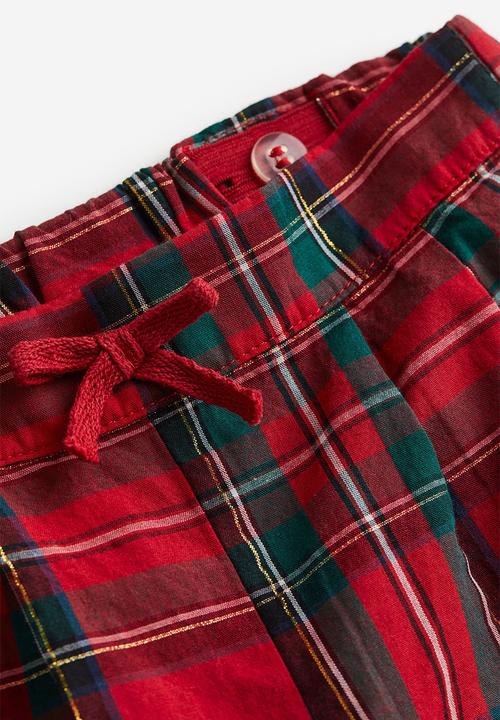 H&M - 3-Piece flounce-trimmed set - red checked 
