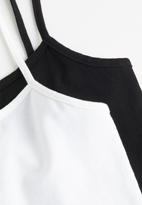 H&M - 2-Pack strappy tops - black & white