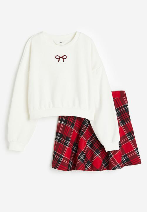H&M - 2-Piece sweatshirt and skirt set - white checked