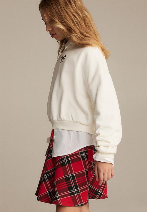 H&M - 2-Piece sweatshirt and skirt set - white checked