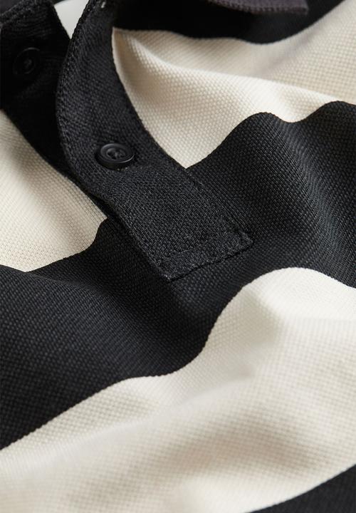 H&M - Cotton piqué polo shirt - black striped 