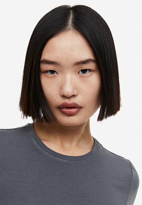 H&M - Fitted T-shirt - dark grey