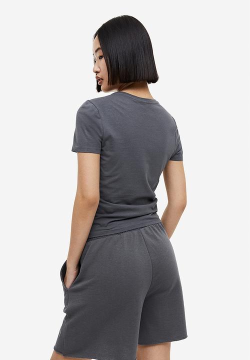 H&M - Fitted T-shirt - dark grey