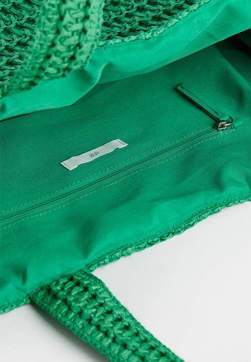 H&M - Large straw shopper - green