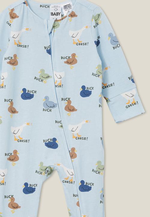 Cotton On - The long sleeve zip romper - frosty blue/duck duck goose
